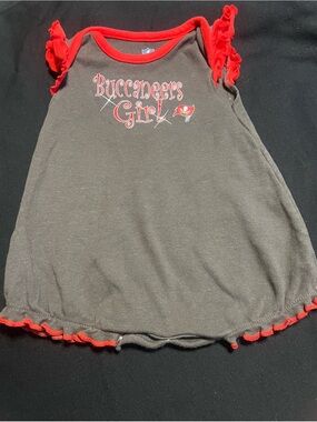 NFL Buccaneers Girl Gray & Red Baby Dress 3-6months